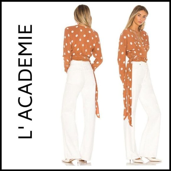 NWT L’ACADEMIE The Lydie Top in Rust & Ivory Dot S - Picture 6 of 6